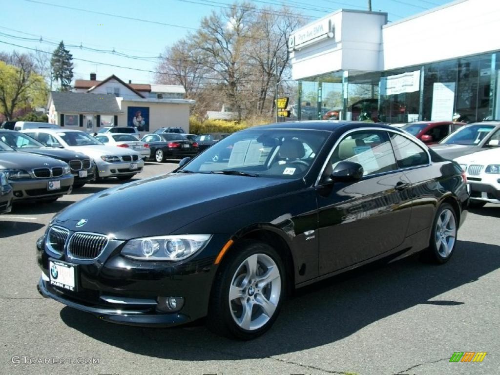 2011 3 Series 335i xDrive Coupe - Jet Black / Oyster/Black Dakota Leather photo #1