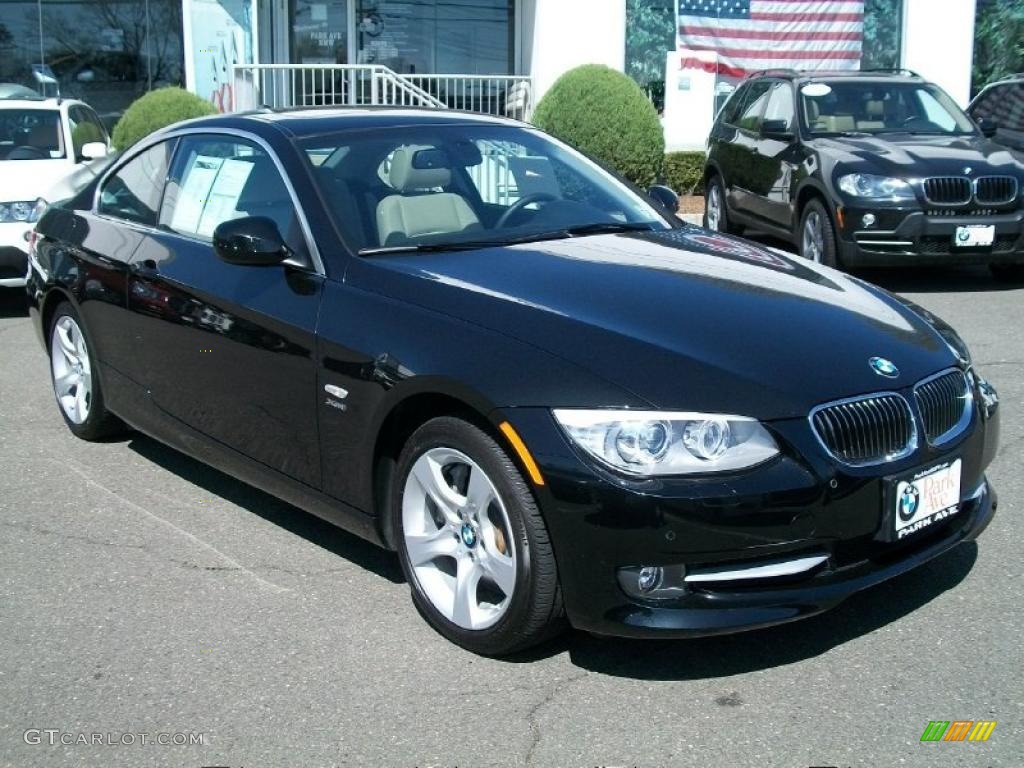 2011 3 Series 335i xDrive Coupe - Jet Black / Oyster/Black Dakota Leather photo #3