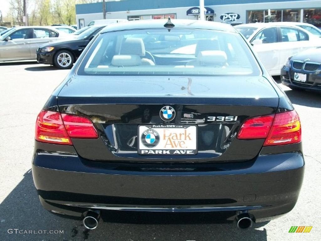 2011 3 Series 335i xDrive Coupe - Jet Black / Oyster/Black Dakota Leather photo #6