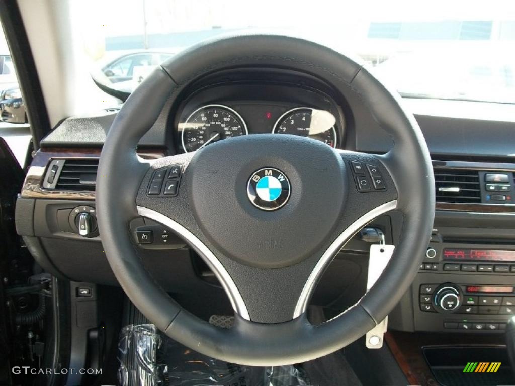 2011 BMW 3 Series 335i xDrive Coupe Oyster/Black Dakota Leather Steering Wheel Photo #48398226