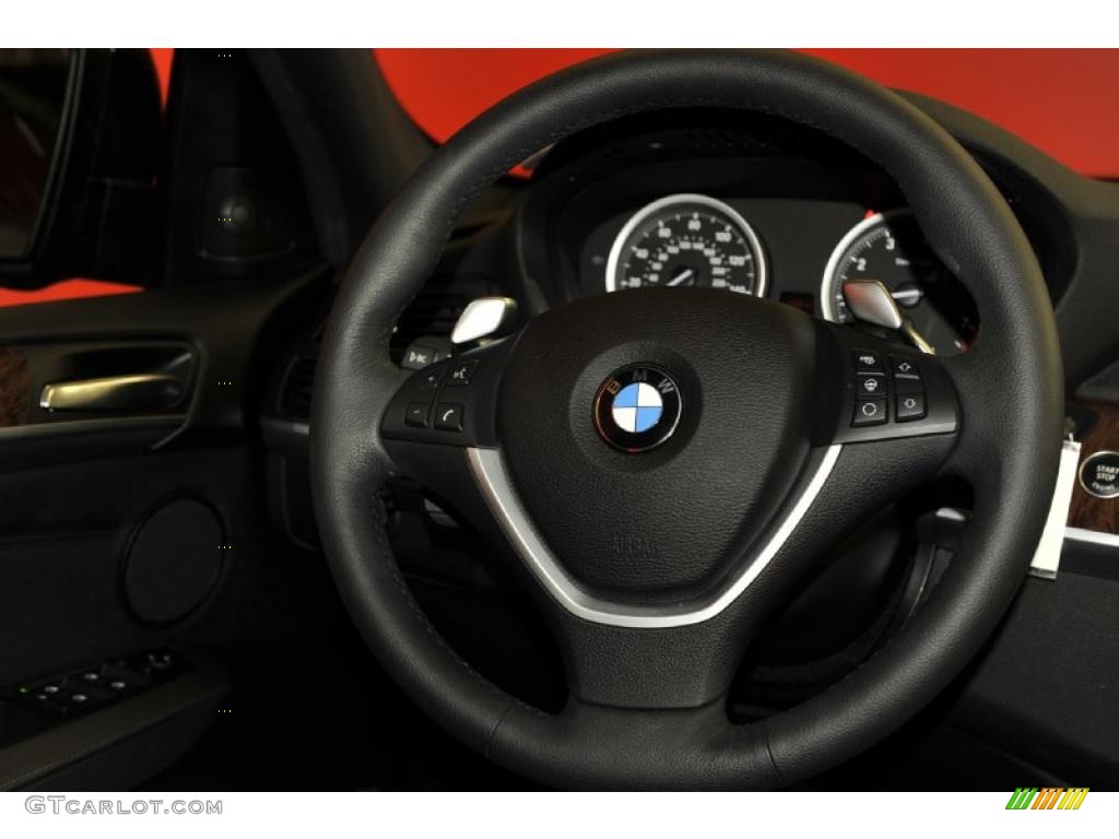 2010 BMW X6 xDrive35i Black Steering Wheel Photo #48405211