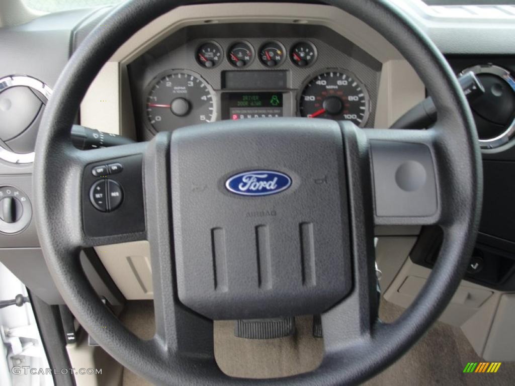 2008 Ford F350 Super Duty XLT Crew Cab Dually Medium Stone Steering Wheel Photo #48405274