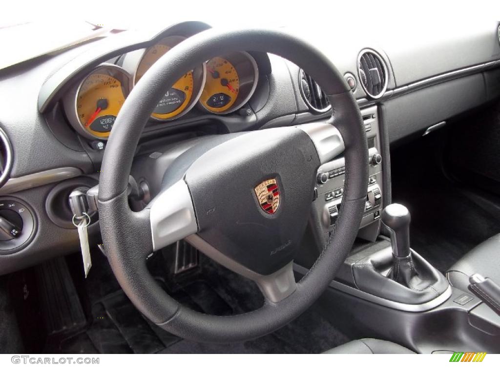 2008 Porsche Cayman S Black Steering Wheel Photo #48407524