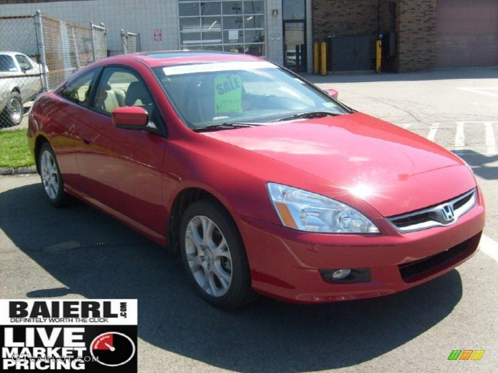 2007 Accord EX V6 Coupe - San Marino Red / Ivory photo #1