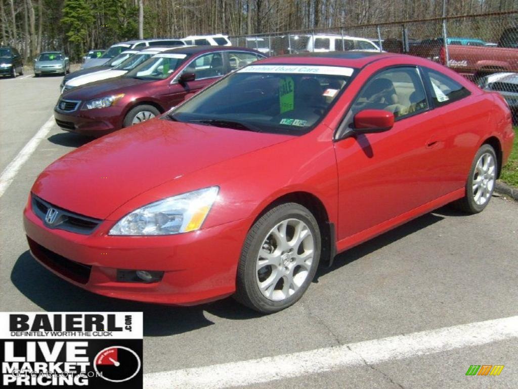 2007 Accord EX V6 Coupe - San Marino Red / Ivory photo #3