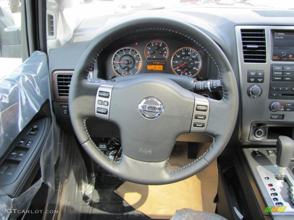 2011 Nissan Armada Platinum Charcoal Steering Wheel Photo #48417010