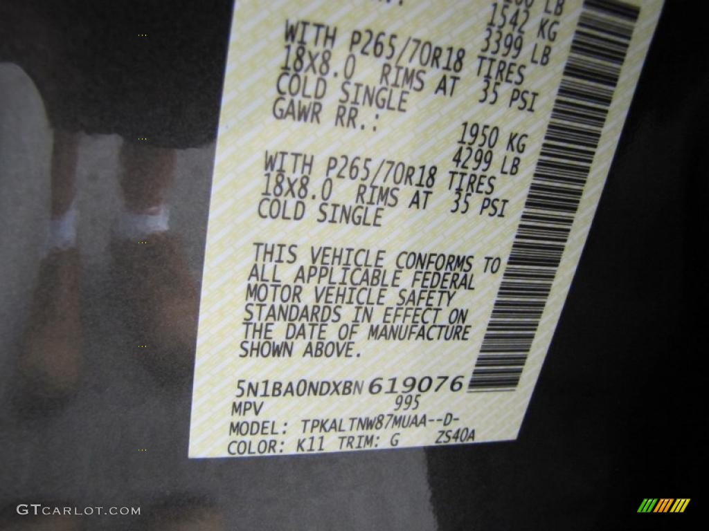 2011 Armada Color Code K11 for Smoke Gray Photo #48417235