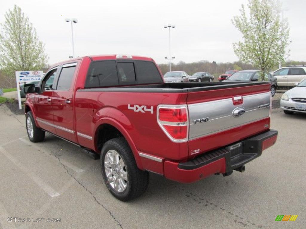 2010 F150 Platinum SuperCrew 4x4 - Royal Red Metallic / Medium Stone Leather/Sienna Brown photo #8