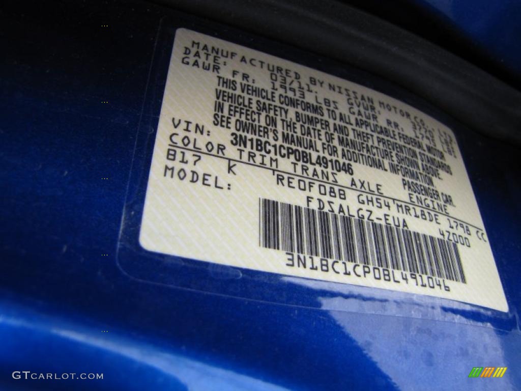 2011 Versa Color Code B17 for Metallic Blue Photo #48418498