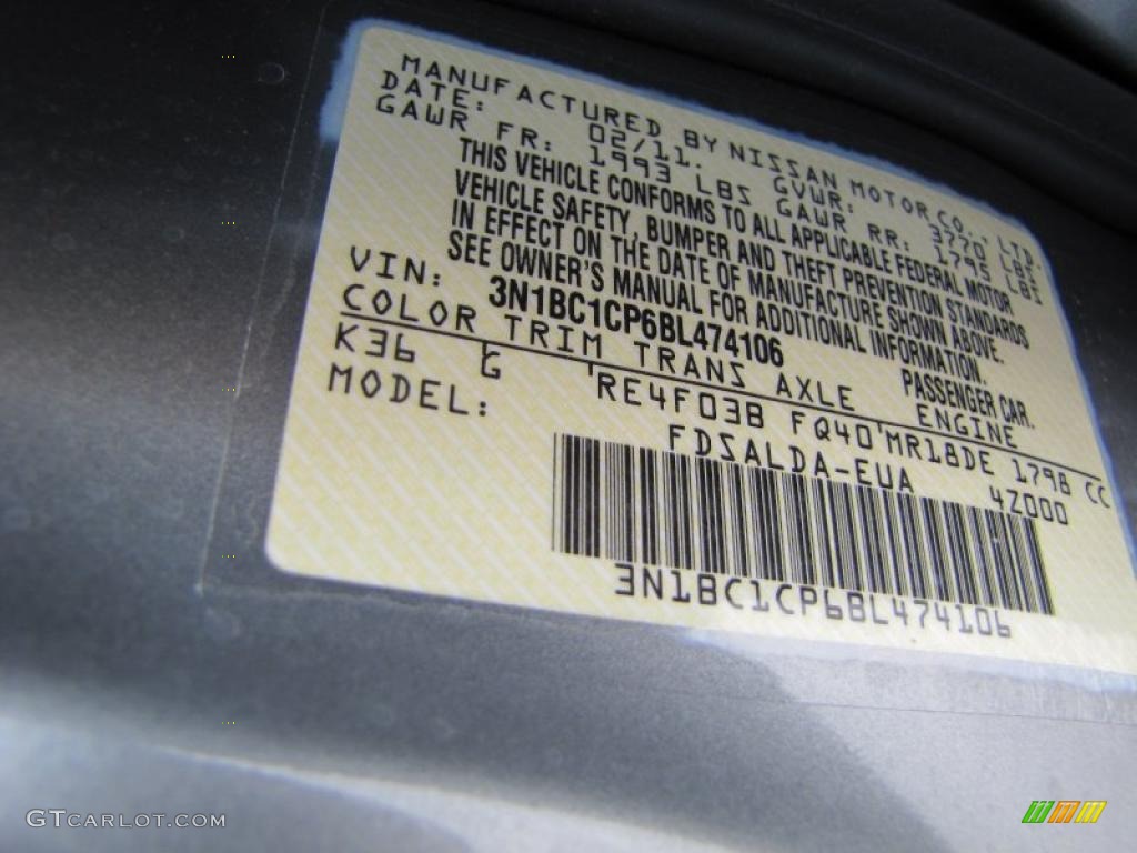 2011 Versa Color Code K36 for Magnetic Gray Metallic Photo #48418693