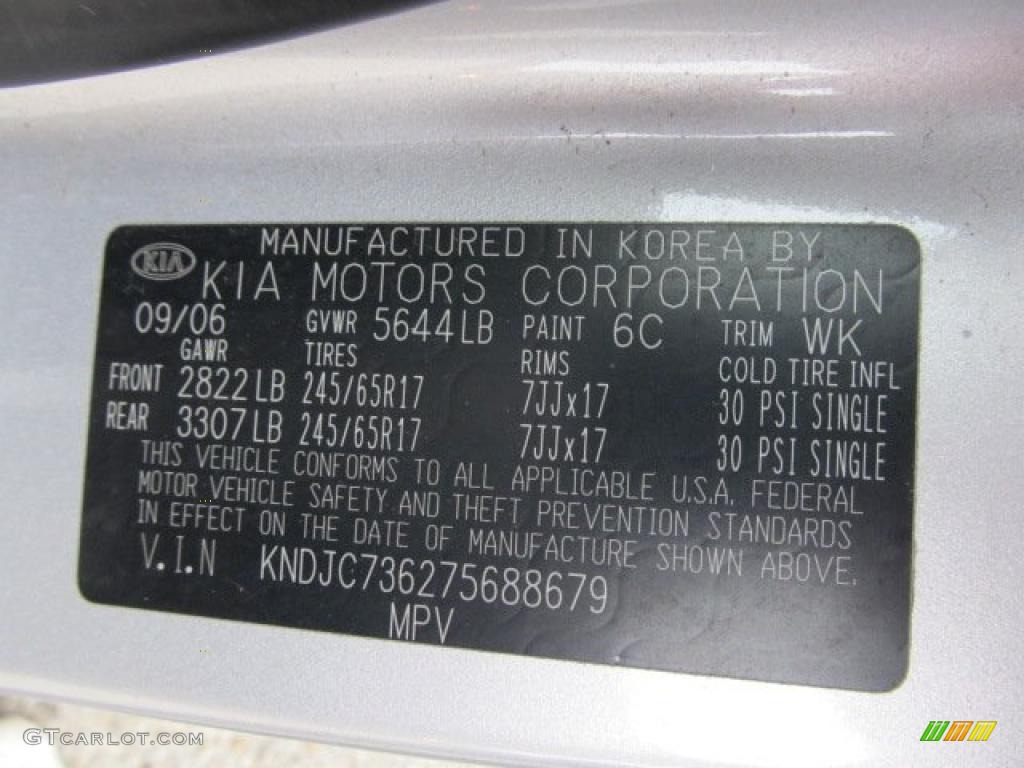 2007 Sorento Color Code 6C for Silver Photo #48419215
