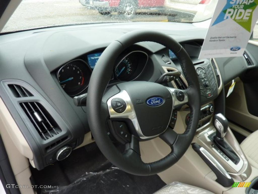 2012 Ford Focus SEL 5-Door Stone Steering Wheel Photo #48424666