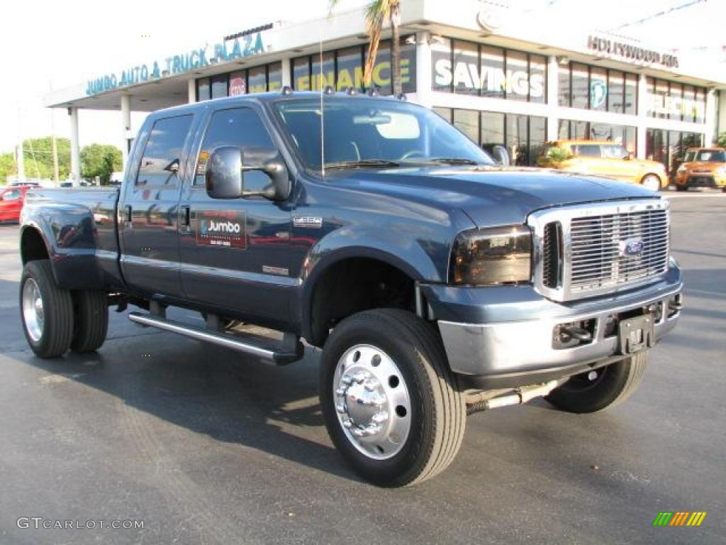 2004 F350 Super Duty Lariat Crew Cab 4x4 Dually - Medium Wedgewood Blue Metallic / Medium Flint photo #1