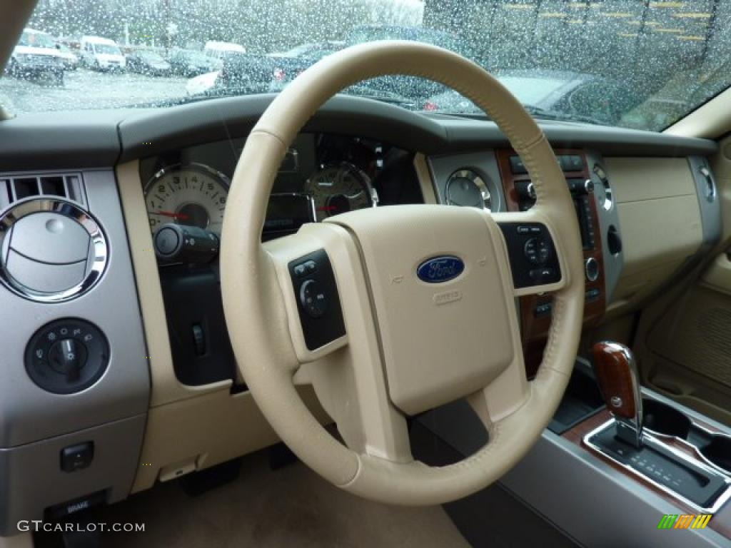 2010 Ford Expedition Eddie Bauer 4x4 Camel Steering Wheel Photo #48428320