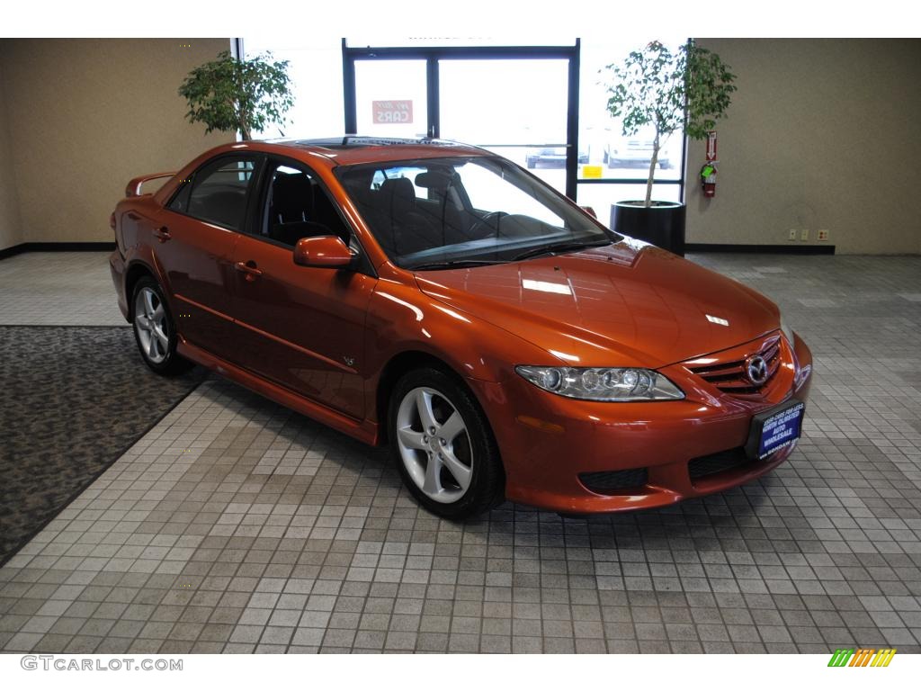 2004 MAZDA6 s Sport Sedan - Blazing Copper Metallic / Black photo #12