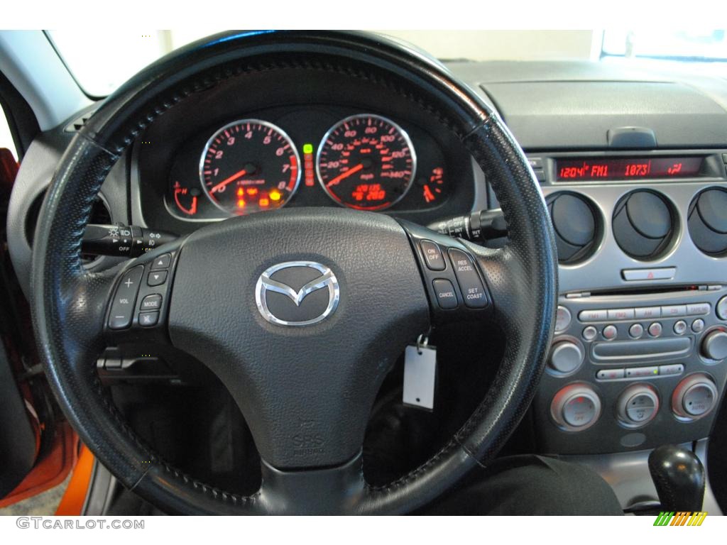 2004 Mazda MAZDA6 s Sport Sedan Black Steering Wheel Photo #48433998