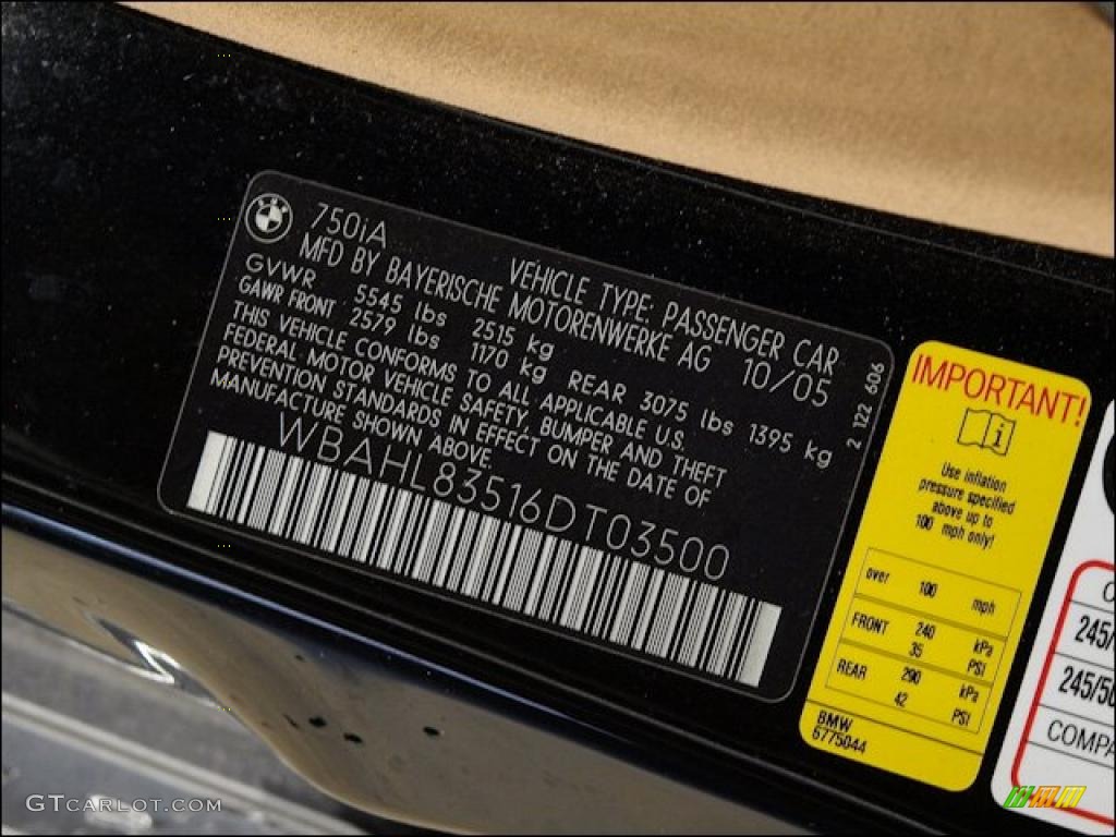 2006 7 Series 750i Sedan - Jet Black / Dark Beige/Beige III photo #34