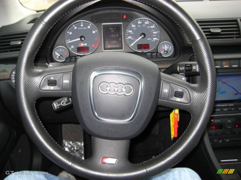 2007 Audi S4 4.2 quattro Sedan Ebony/Silver Steering Wheel Photo #48442923