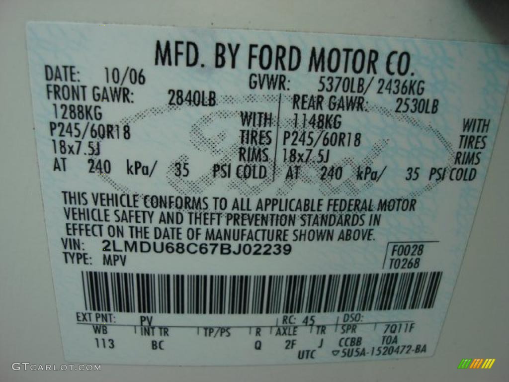 2007 MKX Color Code PV for White Chocolate Tri Coat Photo #48443595