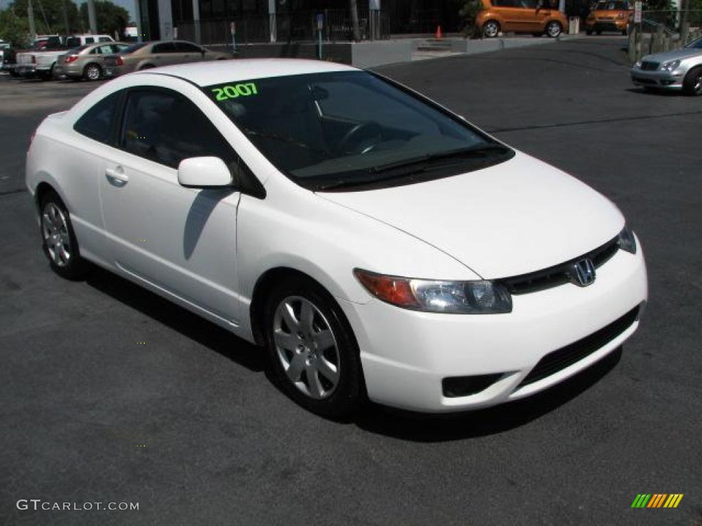 2007 Civic LX Coupe - Taffeta White / Gray photo #1