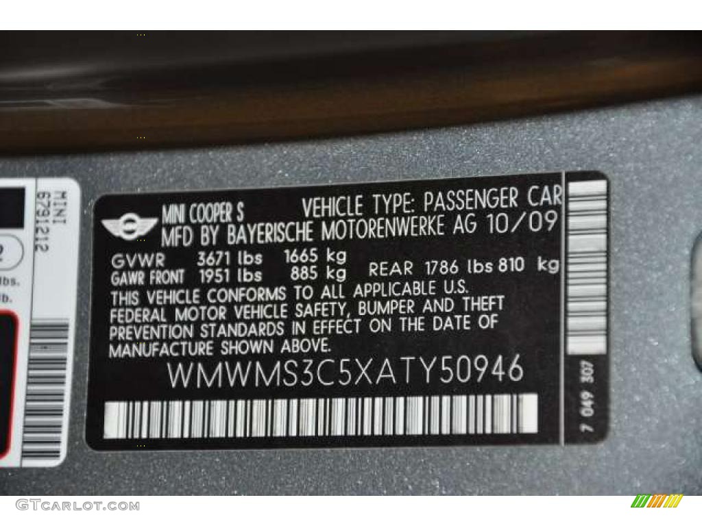 2010 Mini Cooper S Convertible Info Tag Photo #48446808