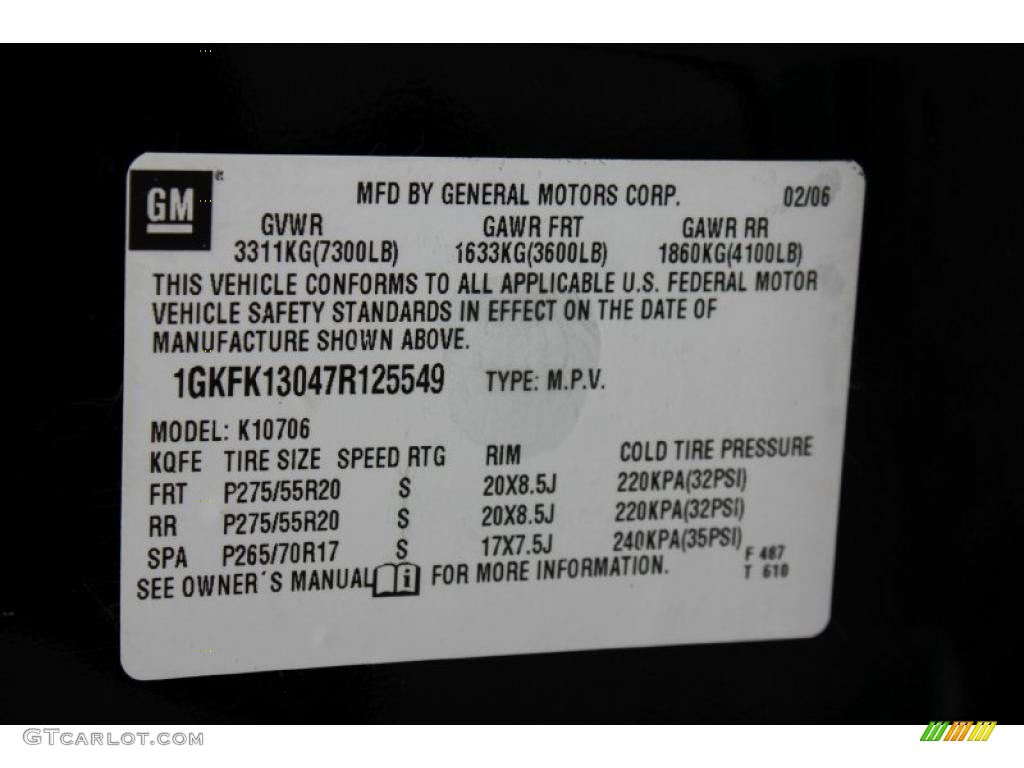 2007 GMC Yukon SLT 4x4 Info Tag Photo #48452173