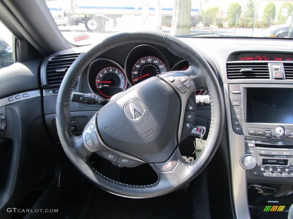 2008 Acura TL 3.5 Type-S Ebony/Silver Steering Wheel Photo #48454255