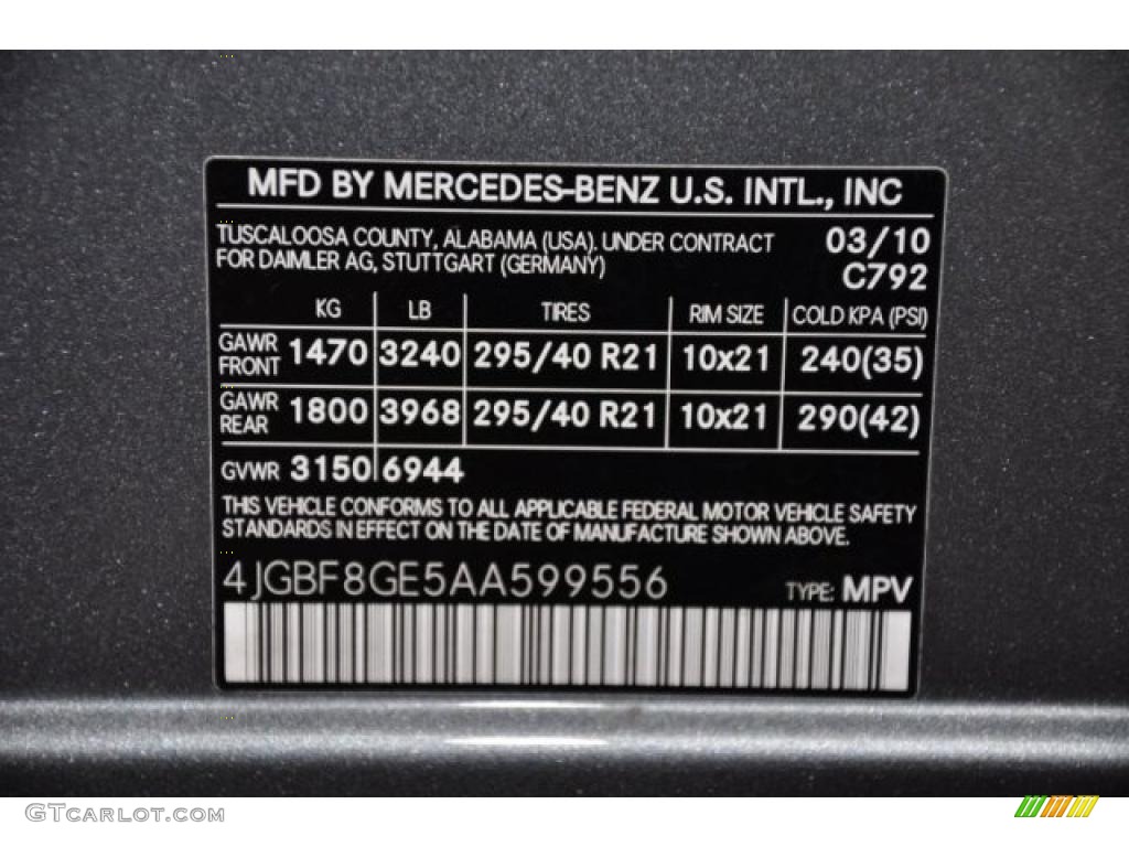 2010 GL Color Code 792 for Palladium Silver Metallic Photo #48455593
