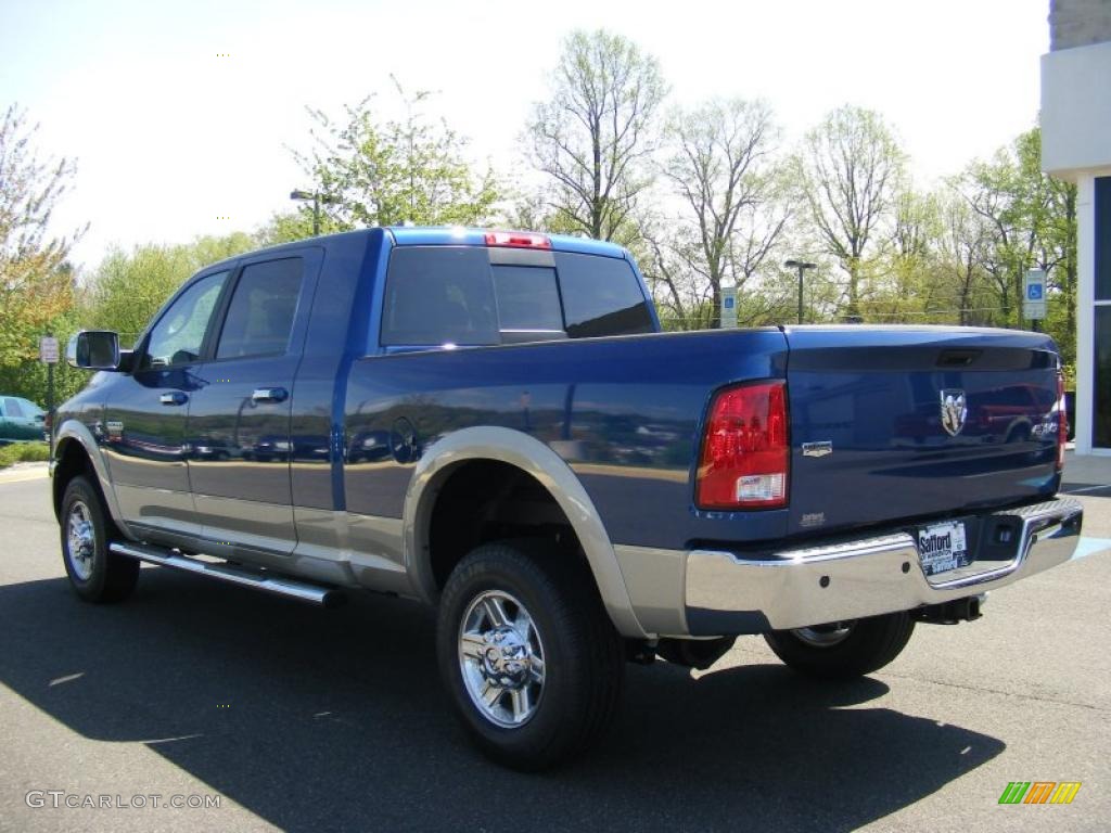 2011 Ram 3500 HD Laramie Mega Cab 4x4 - Deep Water Blue Pearl / Light Pebble Beige/Bark Brown photo #4