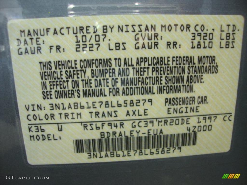 2008 Sentra Color Code K36 for Magnetic Gray Photo #48463326