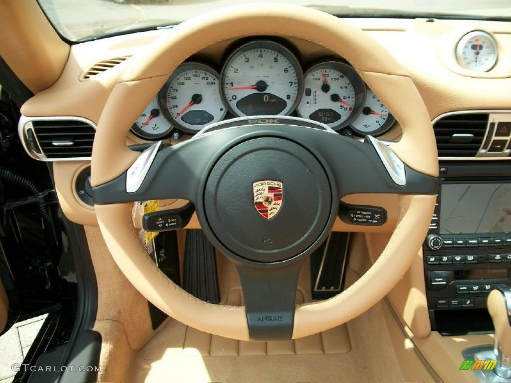 2011 Porsche 911 Carrera S Cabriolet Sand Beige Steering Wheel Photo #48463452