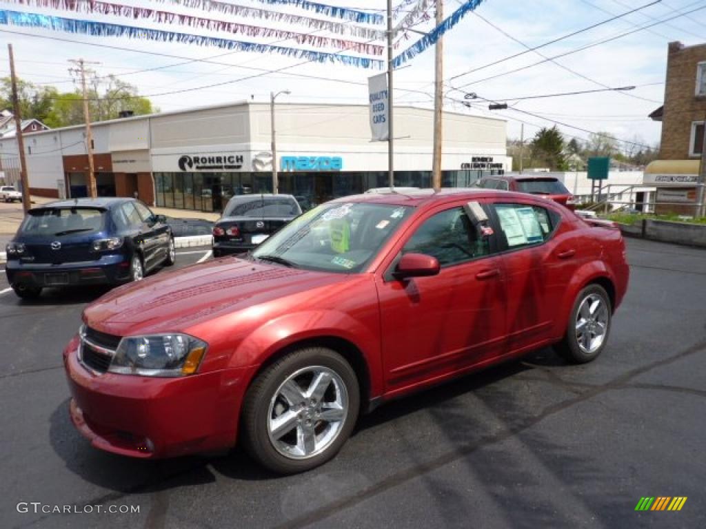 2008 Avenger R/T - Inferno Red Crystal Pearl / Dark Slate Gray/Light Graystone photo #1