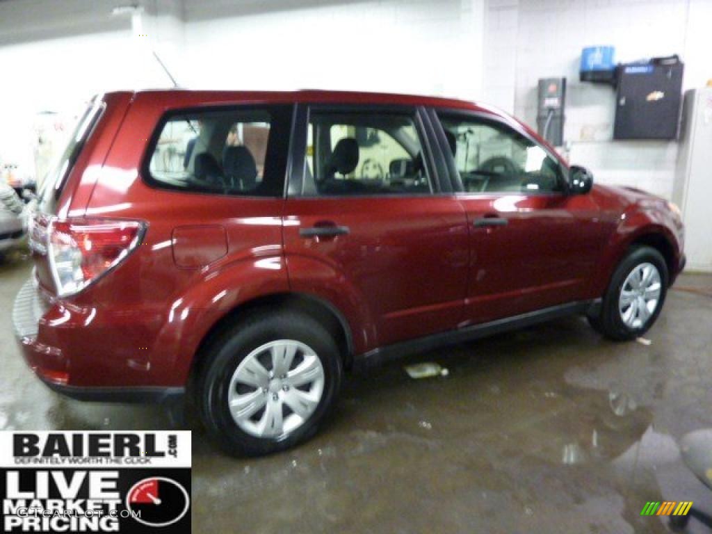 2009 Forester 2.5 X - Camellia Red Pearl / Black photo #2