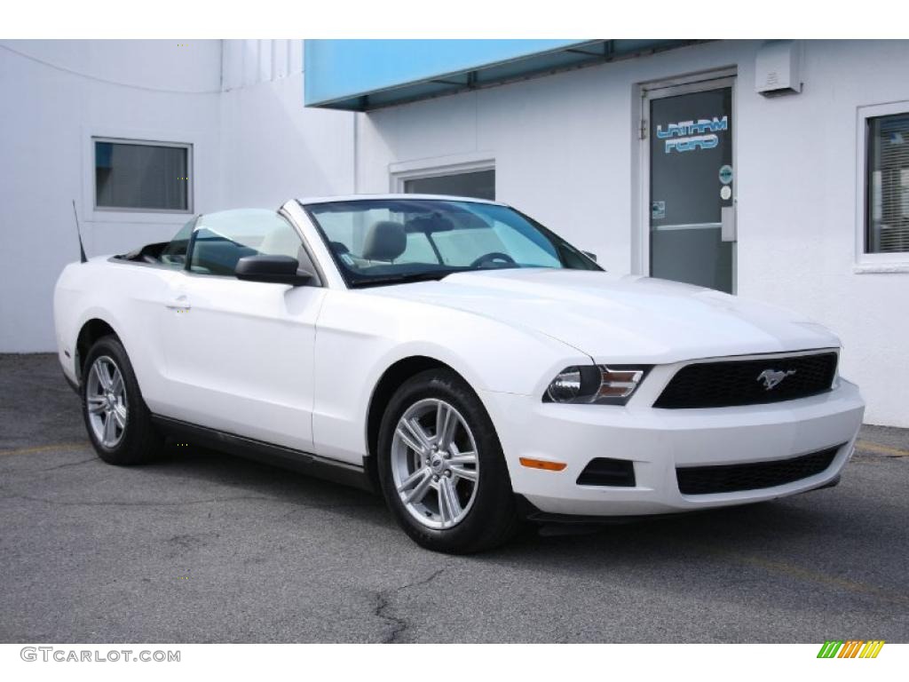 2010 Mustang V6 Premium Convertible - Performance White / Stone photo #1