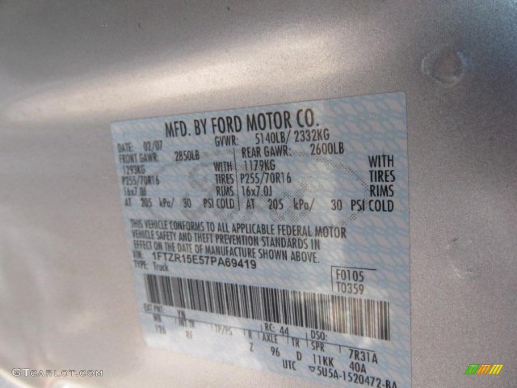 2007 Ranger Color Code YN for Silver Metallic Photo #48470832