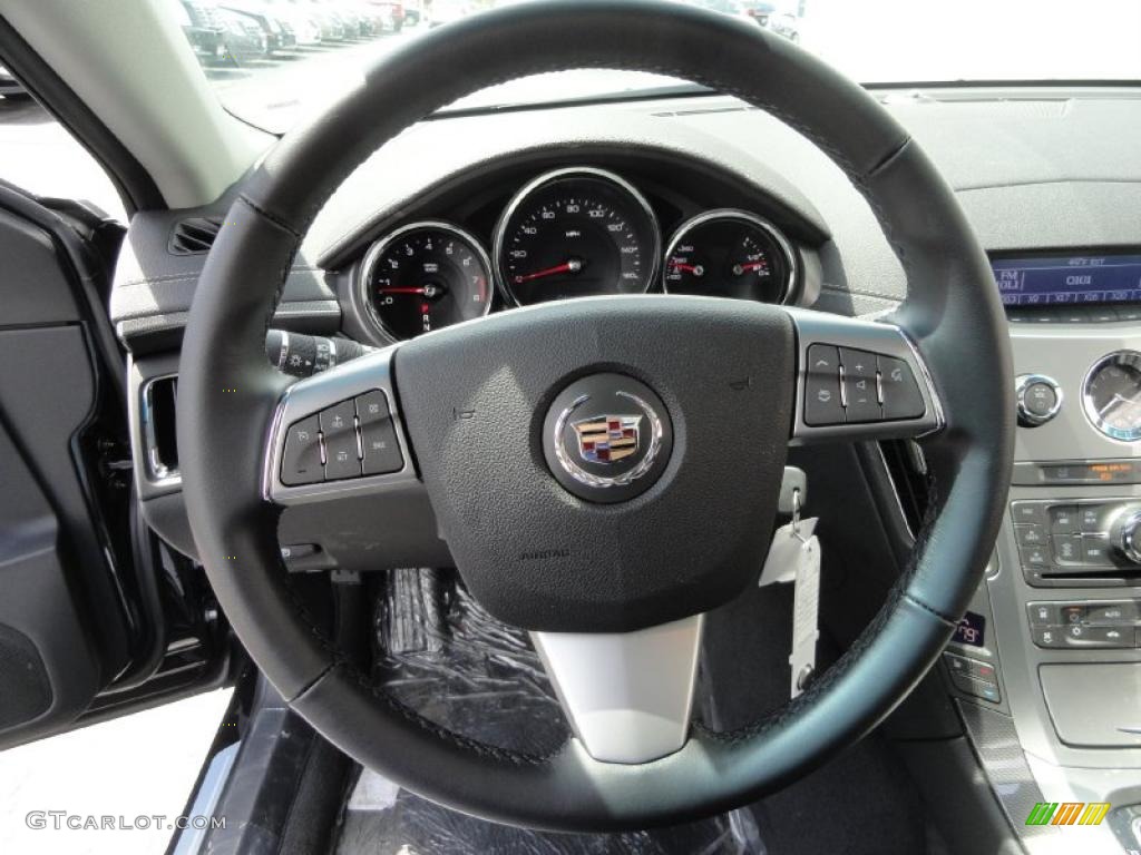 2011 Cadillac CTS 4 3.6 AWD Sedan Ebony Steering Wheel Photo #48474105