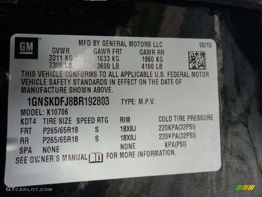 2011 Chevrolet Tahoe Hybrid Info Tag Photo #48474426