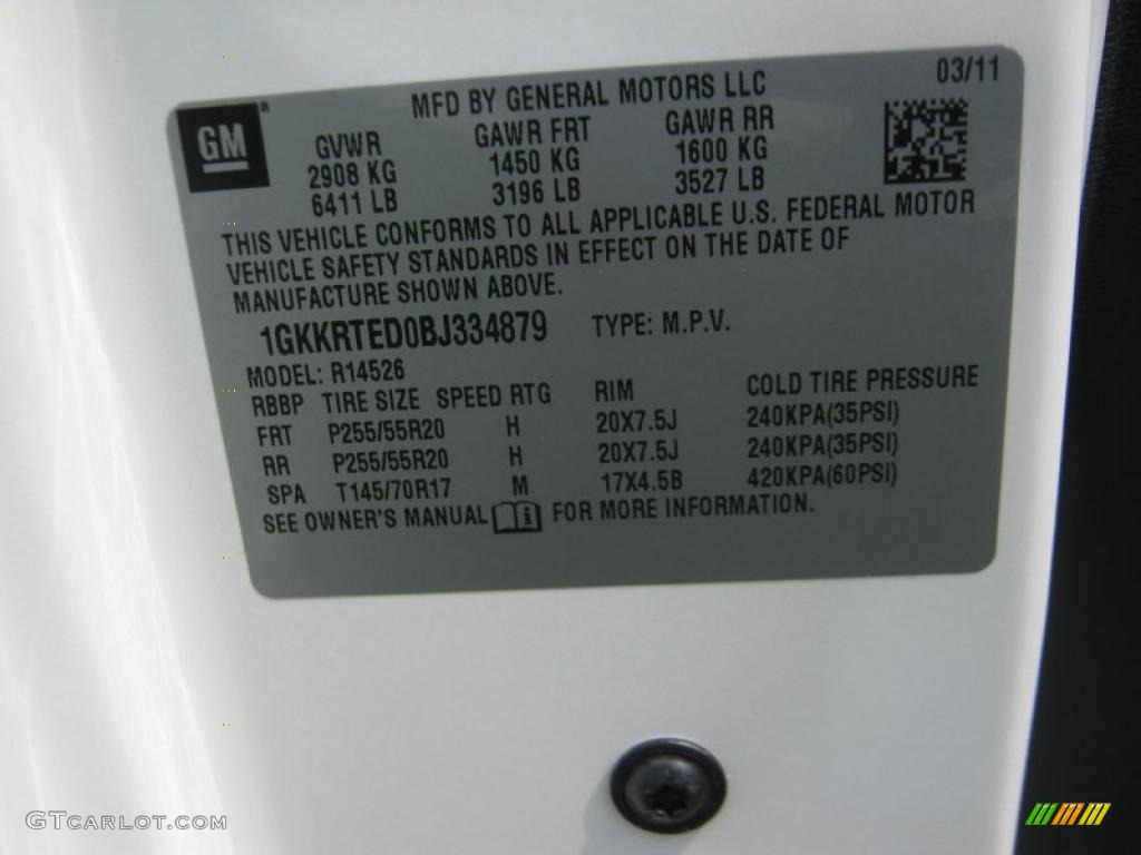 2011 Acadia Denali - White Diamond Tintcoat / Cashmere photo #28