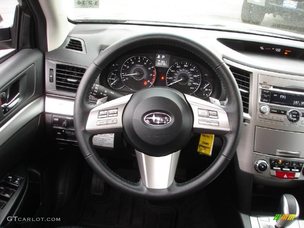2011 Subaru Outback 2.5i Premium Wagon Off Black Steering Wheel Photo #48476424