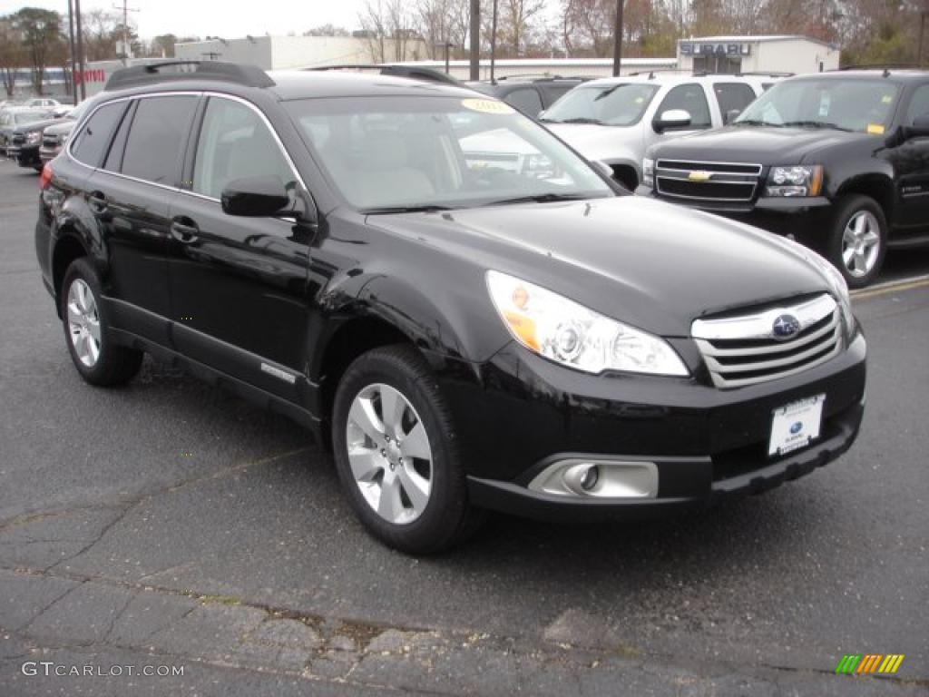 2011 Outback 2.5i Premium Wagon - Crystal Black Silica / Warm Ivory photo #3