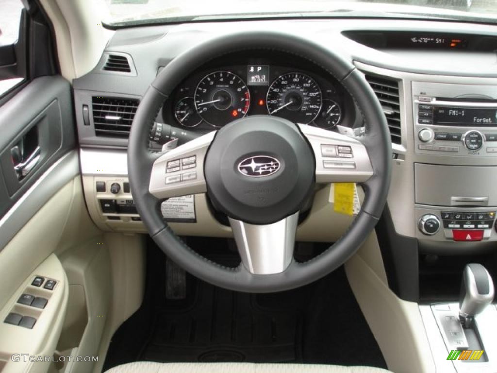 2011 Subaru Outback 2.5i Premium Wagon Warm Ivory Steering Wheel Photo #48476853