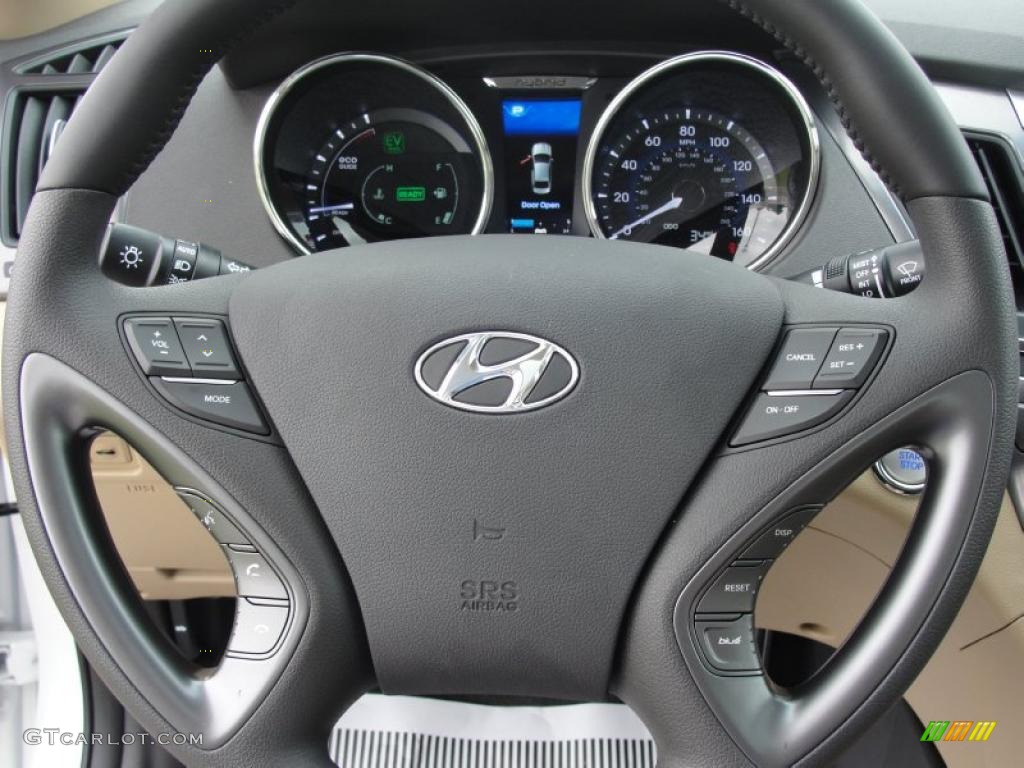2011 Hyundai Sonata Hybrid Camel Steering Wheel Photo #48477546