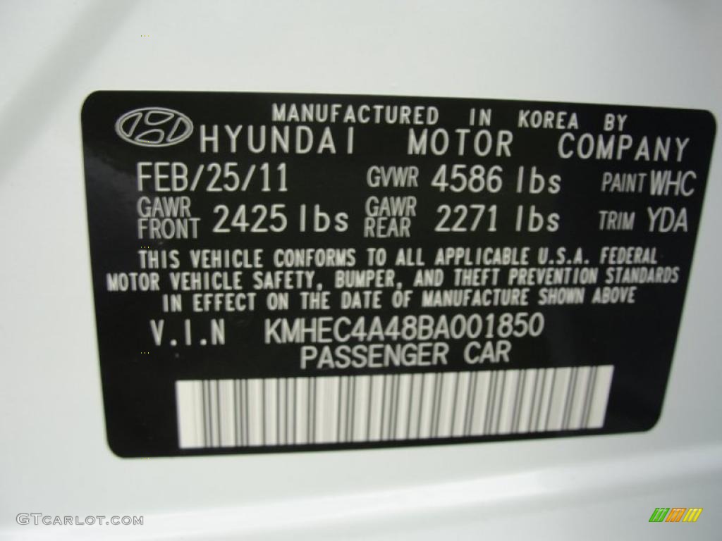 2011 Hyundai Sonata Hybrid Info Tag Photo #48477606