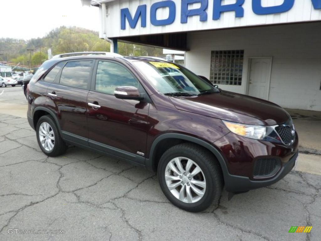 2011 Sorento LX V6 AWD - Dark Cherry / Beige photo #2