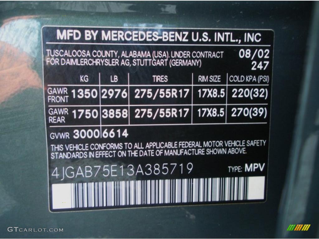 2003 ML Color Code 247 for designo Mystic Green Metallic Photo #48478353
