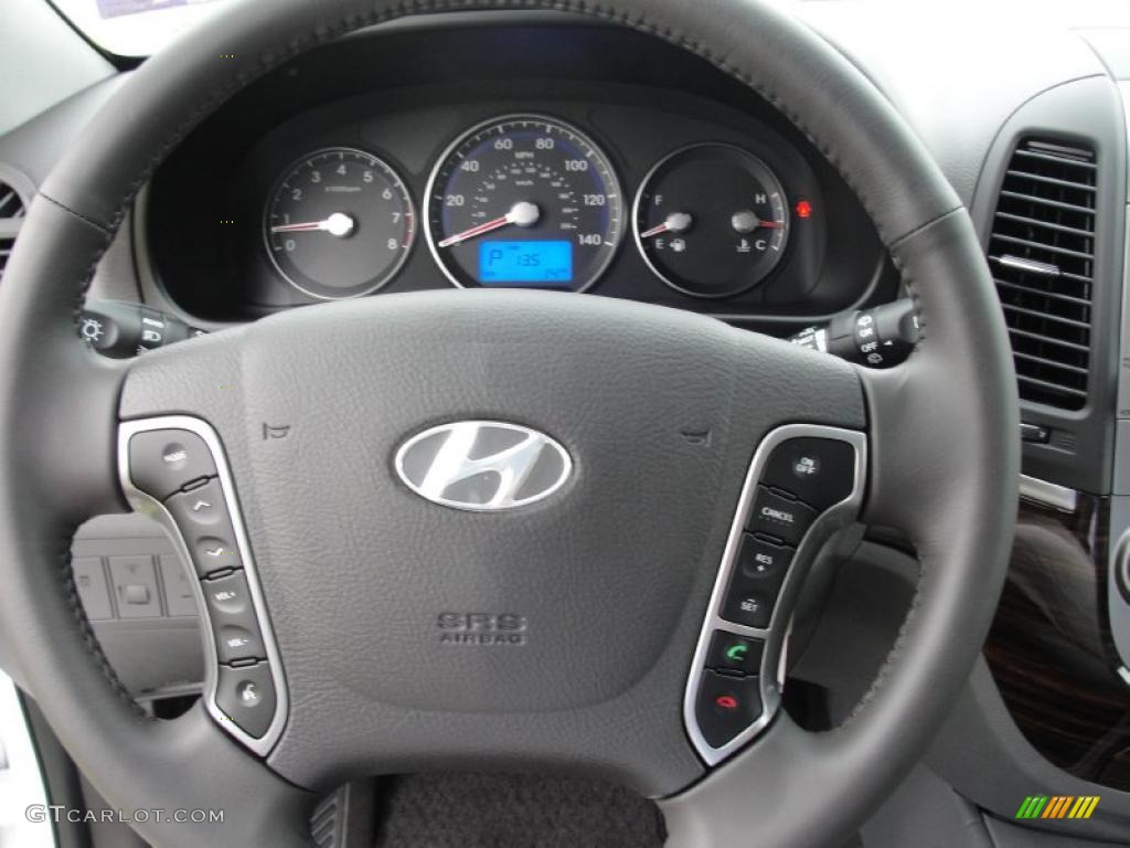 2011 Hyundai Santa Fe SE Gray Steering Wheel Photo #48479355