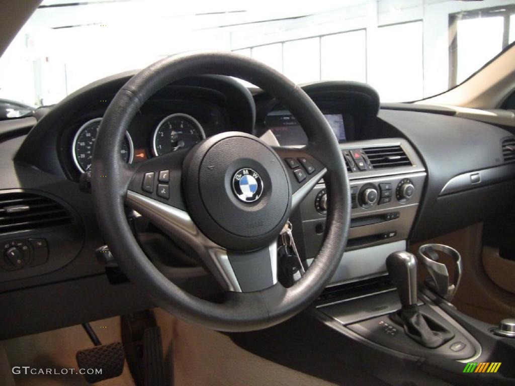 2006 BMW 6 Series 650i Coupe Cream Beige Steering Wheel Photo #48479421