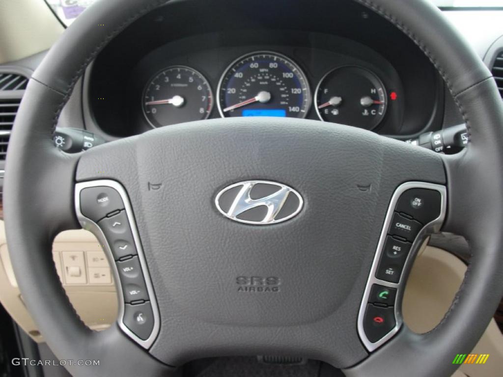 2011 Hyundai Santa Fe Limited Beige Steering Wheel Photo #48479901