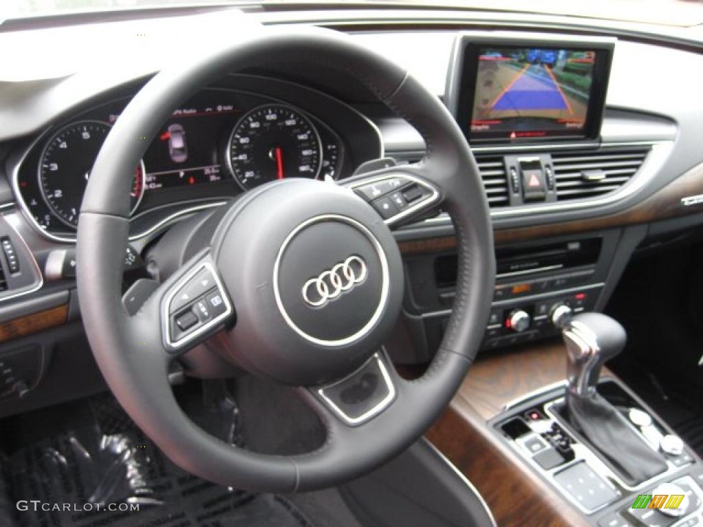 2012 Audi A7 3.0T quattro Premium Black Steering Wheel Photo #48480891