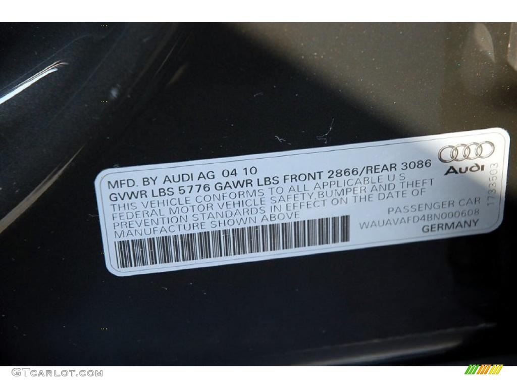 2011 Audi A8 4.2 FSI quattro Info Tag Photos